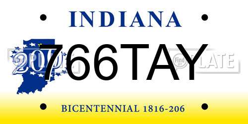 766TAY Indiana License Plate