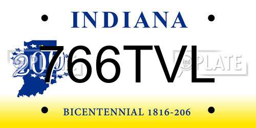 766TVL Indiana License Plate