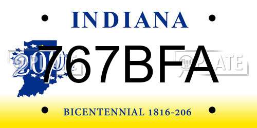 767BFA Indiana License Plate