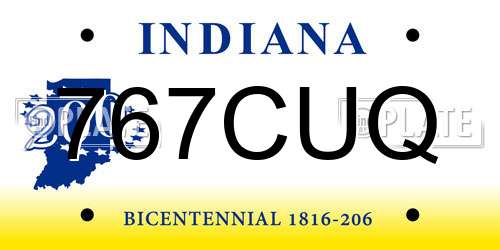 767CUQ Indiana License Plate