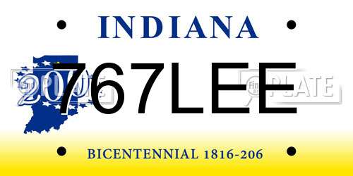 767LEE Indiana License Plate