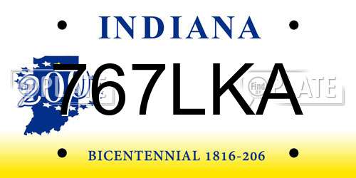 767LKA Indiana License Plate