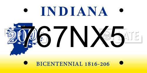767NX5 Indiana License Plate