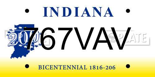 767VAV Indiana License Plate