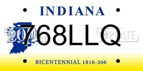 768LLQ Indiana License Plate