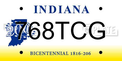 768TCG Indiana License Plate