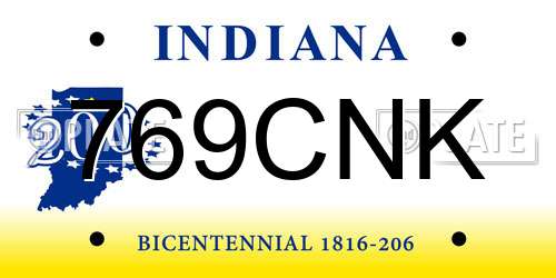 769CNK Indiana License Plate