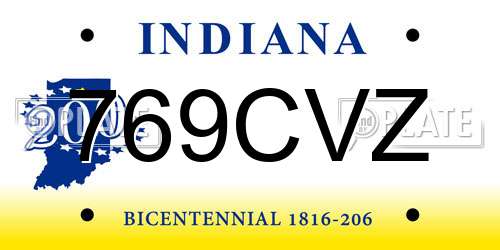769CVZ Indiana License Plate