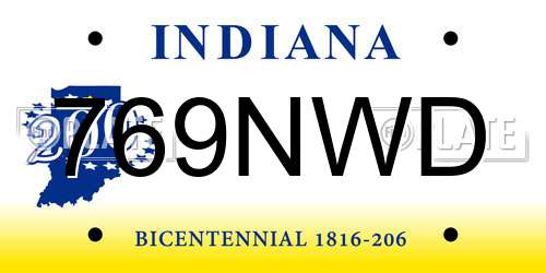 769NWD Indiana License Plate