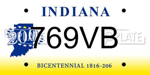 769VB Indiana License Plate