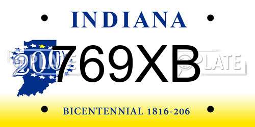 769XB Indiana License Plate