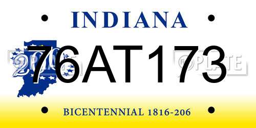 76AT173 Indiana License Plate
