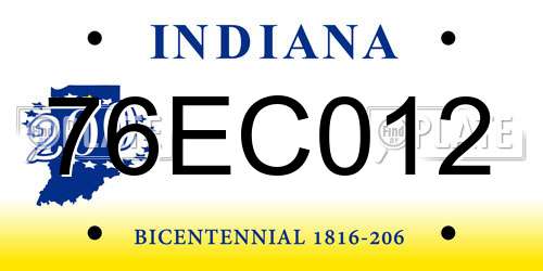 76EC012 Indiana License Plate