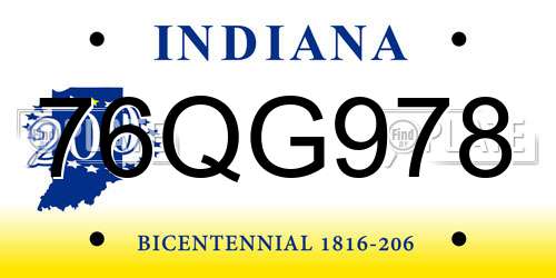 76QG978 Indiana License Plate