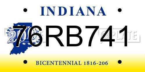 76RB741 Indiana License Plate