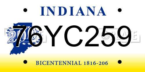 76YC259 Indiana License Plate