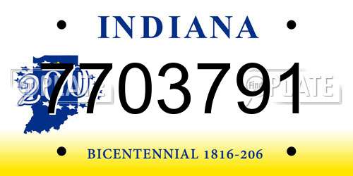 7703791 Indiana License Plate