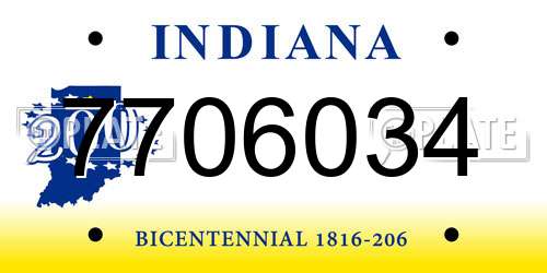 7706034 Indiana License Plate