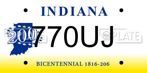 770UJ Indiana License Plate