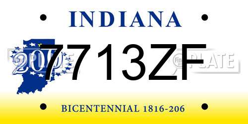 7713ZF Indiana License Plate