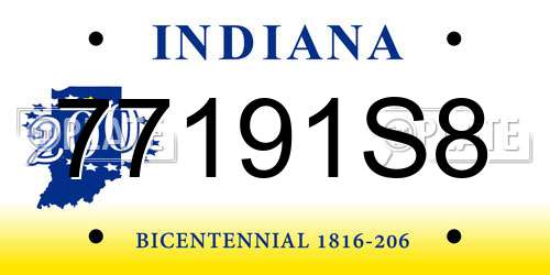 77191S8 Indiana License Plate