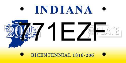 771EZF Indiana License Plate