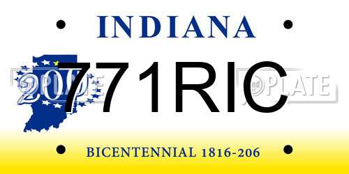 771RIC Indiana License Plate