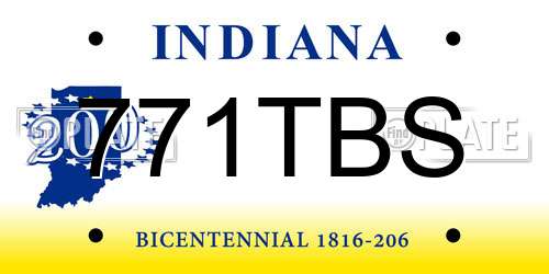 771TBS Indiana License Plate