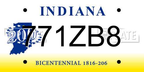 771ZB8 Indiana License Plate