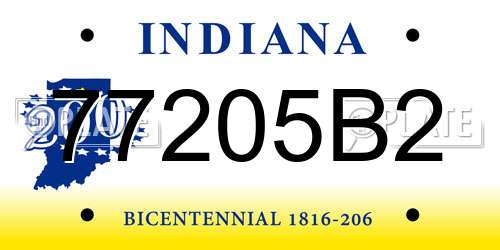 77205B2 Indiana License Plate