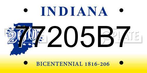 77205B7 Indiana License Plate