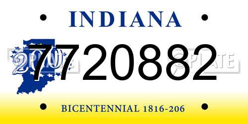 7720882 Indiana License Plate