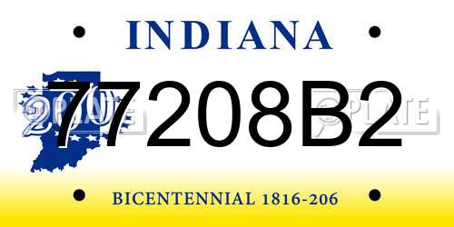 77208B2 Indiana License Plate