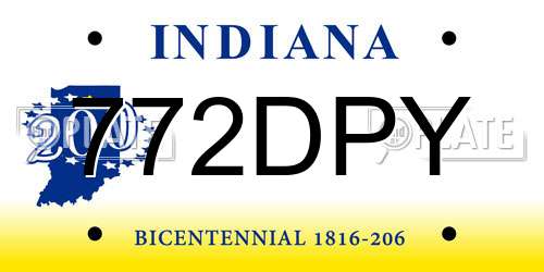 772DPY Indiana License Plate