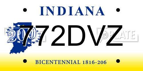 772DVZ Indiana License Plate