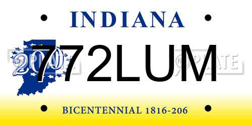 772LUM Indiana License Plate
