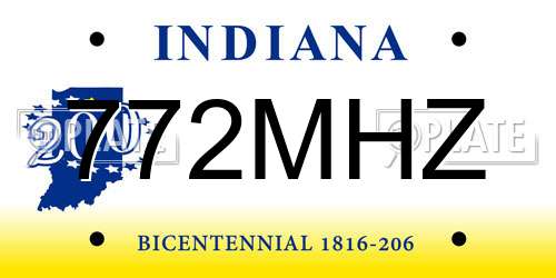 772MHZ Indiana License Plate
