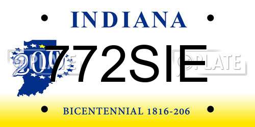 772SIE Indiana License Plate
