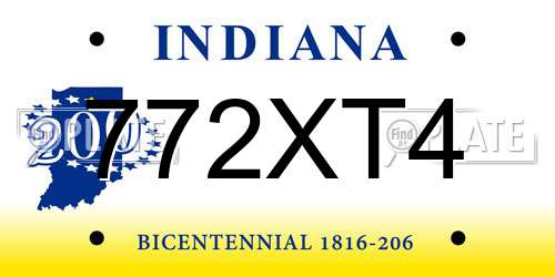 772XT4 Indiana License Plate