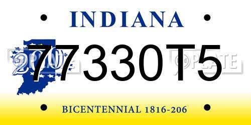 77330T5 Indiana License Plate