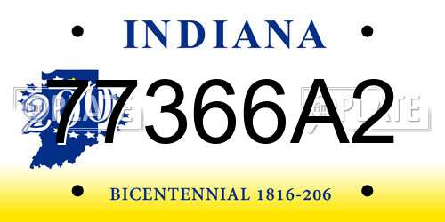 77366A2 Indiana License Plate