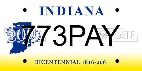 773PAY Indiana License Plate