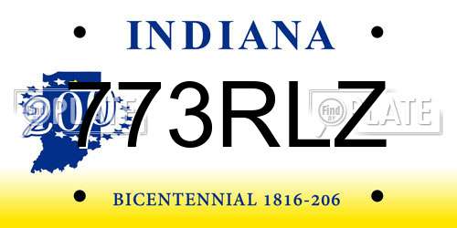 773RLZ Indiana License Plate