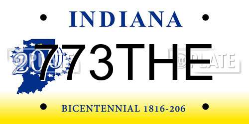 773THE Indiana License Plate