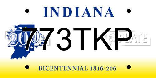 773TKP Indiana License Plate