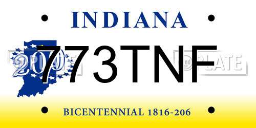773TNF Indiana License Plate