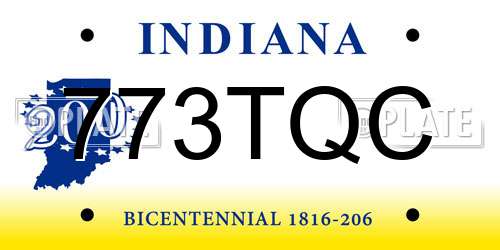 773TQC Indiana License Plate