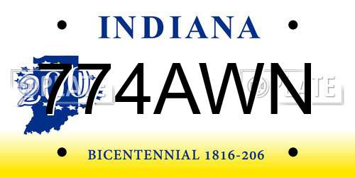 774AWN Indiana License Plate
