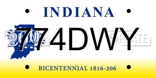 774DWY Indiana License Plate