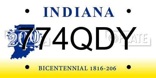 774QDY Indiana License Plate
